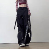 masc outfits American Retro Black Casual Pants Hot Girl Overalls Women's Design Sense Niche Loose Wide Leg Pants Straight Trousers