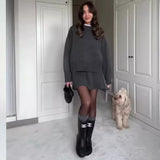 trending fall outfits  2024 Autumn Solid Color Casual College Style Knitwear Short Group Suit Women