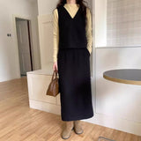 buisness casual women outfits chic Weisong Women's Clothing 2024 Autumn and Winter Wool V-neck Woolen Vest + Skirt Suit Women