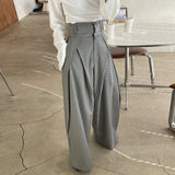 business casual outfits for women Chic Retro Niche Pleated High Waist Slimming Draping Wide Leg Casual Pants Trousers for Women