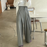 business casual outfits for women Chic Retro Niche Pleated High Waist Slimming Draping Wide Leg Casual Pants Trousers for Women