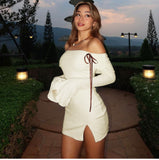 Fashionkova Marley Off-Shoulder Ribbon Mini Dress