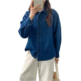 social worker outfits Denim Shirt Women's Long Sleeve 2024 Spring and Autumn New Korean Style Loose Casual Shirt Fashionable All-Matching plus Size Top outside