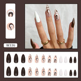 Fashionkova fall nails Autumn and Winter Milk Coffee Chocolate Nail Beauty White Jump Color Corrugated Atmosphere Sense Fake Nail Patch Nail Beauty Piece