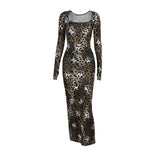 Fashionkova Rowena Leopard Print Long Dress