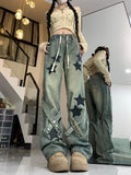 grunge outfits Star Jeans Women's Autumn and Winter New Loose High Waist Slimming Design Sense Niche Straight Wide Leg Pants Ins