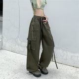 concert outfit Ribbon Overalls Men's Summer New Loose Personalized Straight Pants Neutral Multi-Pocket Casual Trousers