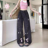 Fashionkova y2k outfits American Punk Sweet Cool High Waist Straight Jeans Women's Asian Culture New Slimming Loose Mop Long Pants