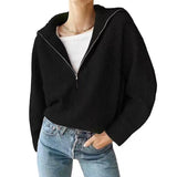 2000s fashion Women's Korean-Style Casual Pullover Half Zipper Sweater 2024 Autumn and Winter Short Solid Color Thickened Sweater Top