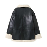 family photo outfits winter Women's Autumn and Winter New Fashion Cashmere Leather Fur Collar Composite Mid-Length Coat Leather Coat