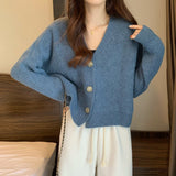 carhartt outfit Korean Gentle Style Solid Color Simple Sweater Women's Coat Spring and Autumn Slim Slimming Short Knitted Cardigan