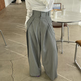 business casual outfits for women Chic Retro Niche Pleated High Waist Slimming Draping Wide Leg Casual Pants Trousers for Women