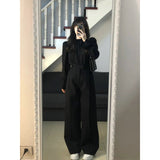 classy outfits men Yujie Style Texture Long-Sleeved Shirt Suit Women's Autumn High Waist Straight Wide-Leg Pants Elegant Black Lantern Sleeve Top