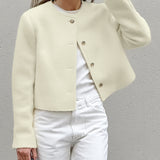 xmas outfits Solid Color High-Grade Tweed Coat 2024 Autumn and Winter Niche Outerwear Top for Women