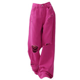 Fashionkova 00s Kids Pink Star Ripped Baggy Jeans