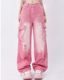 Fashionkova Rebel Cargo Jeans in Pink
