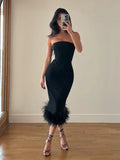 Fashionkova Priyanka Strapless Midi Dress