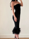 Fashionkova Priyanka Strapless Midi Dress