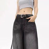 Fashionkova Oversized Retro Black Jeans Wide Leg Pants For Women Chic Y2K Low Waist Baggy Jeans Trouser Mens Barrel Jeans Streetwear