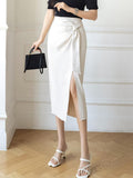 Fashionkova High Waist Pencil Skirt Women New Arrival 2023 Fashion Korean Style Solid Color Elegant Slim Office Lady Long Skirts W1357