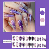 Fashionkova 24pc Metal geometry Irregular almond false nails press on hot girls y2k designs fake nails with 3D red ripple French ballet nail