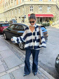 FashionKova-Y2K Harajuku Aesthetic Women's Autumn Winter Striped Knitted Sweater Casual Loose Chic Fashion Cardigan Pullover 2024 Streetwear