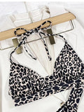 Fashionkova Christmas Gift 2024 Halter String Leopard Two Piece Bikini Swimsuit Women Sexy Swimwear Female Bather Bathing Swimming Swim Suit Beachwear