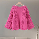 Fashionkova Oversize Twist Sweater Women Chic Turtleneck Long Lantern Sleeve Knitted Street Pullover Holiday Casual Lady Jumper Top Knitwear