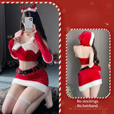Fashionkova Christmas outfit Sexy Lingerie Christmas Party Dress Cosplay Costume Red Winter Plush Christmas Stage Costume New Year Maid Role Play Uniform