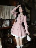 Winter Blazer Elegant Dress Women  Korean Fashion Elegant Party Mini Dress Female Long Sleeve Sweet One piece Dress 2022 New