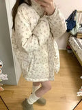 Fashionkova Christmas Gift outfit Gagaok Winter Coat Korean Fashion Parkas Sweet Floral Printed Stand Collar Warm Jackets Female Gentle Ropa De Invierno Mujer