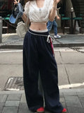 Fashionkova  Y2k Wide Sweatpants Women Kpop Style Vintage Oversized Trousers with Belt Gyaru Streetwear Korean Fashion Baggy Joggers