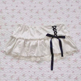 FashionKova-Fairy Aesthetic Kawaii Fashion Short Skirt Emo Girl Harajuku Women Bottoms Sweet Bow Decoration Y2K White Casual cute Sexy skirt