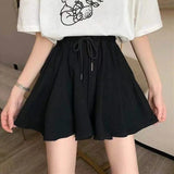 Fashionkova MEXZT 5Xl Summer Shorts Skirts Women Elastic High Waist Casual Wide Leg Shorts Korean A Line Loose Mini Skirt Black Short Pants