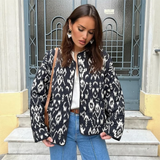 Fashionkova PB&ZA 2024 Spring New Women's Fashion and Elegance Short and Versatile Printed Quilted Round Face Jacket Coat