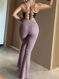 Fashionkova Christmas gift Christmas outfit Slim High Waist Capris Sexy Bell Bottom Flare Tights Solid Hot Y2k Women Clothes E Girl Aesthetic Fashion Streetwear Woman Pants