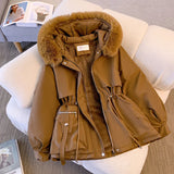 Fashionkova Christmas Gift outfit 2023 New Fashion Women Winter Jacket Fake Fur Collar Oversized Long Coat Hooded Warm Lining Female Puffer Jacket Parkas Mujer