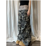 Fashionkova Camouflage Jeans Women Y2K Hip Hop Vintage High Waisted Jeans Straight Streetwear Casual Loose Large Size Wide Leg Denim Pants