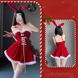 Fashionkova Christmas outfit Sexy Christmas Party Dress Sweet Bunny Girl Costume Sexy Lingeries Cosplay New Year Maid Role Play Uniform Party Stage Costume