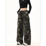 Fashionkova American Retro High Street Casual Overalls Full Length Loose Wide Leg Pants Women Y2k Hip-hop Camouflage Cargo Grunge Trousers