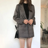 Fashionkova Christmas Gift Outfit  Women Winter Plaid Blazers Coats Korean Fashion Elegant Solid Thick Jacket Female Double Breasted Office Lady Long Overcoat