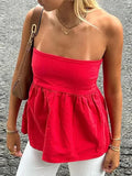 Fashionkova Strapless Top Women Sexy Off Shoulder Solid Tube Tops Female 2024 Summer High Street Sleeveless Fashion Slim Streetwears Lady