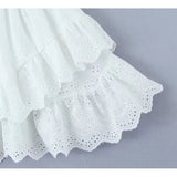 Fashionkova YENKYE New Women Floral Embroidery White Mini Skirt Lady Vintage Elastic Waist Holiday Summer Skirts