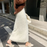 Fashionkova Christmas Gift outfit Gagaok Imitation Mink Fur Woman Skirt Autumn Winter Slim High Waist Warm Skirts Female Korean Fashion Bodycon Gentle Clothes