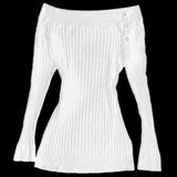 FashionKova-2024 Fall Winter Sweater Casual Slim Fit Chic Solid Color Ribbon Decoration One-shoulder Pullover Y2K Harajuku Womens Streetwear