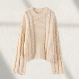 Fashionkova Oversize Twist Sweater Women Chic Turtleneck Long Lantern Sleeve Knitted Street Pullover Holiday Casual Lady Jumper Top Knitwear