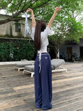 Fashionkova  Y2k Wide Sweatpants Women Kpop Style Vintage Oversized Trousers with Belt Gyaru Streetwear Korean Fashion Baggy Joggers