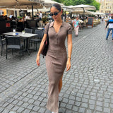 Fashionkova 'Sleek Latte' Slit Dress