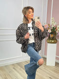 Fashionkova 2024 Fashion Leopard Zipper Long Sleeved Women's Jacket Retro Round Neck Street Casual Outerwears New Female Autumn Commute Coat