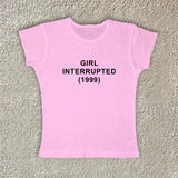 FashionKova-Vintage Harajuku Aesthetic Grunge Punk Y2K Print Baby Tee Emo Girl Casual Fashion Crop Tops Sexy Slim Fit Chic O-Neck Streetwear